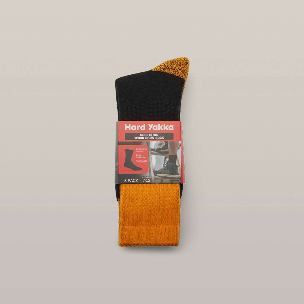 Core Hi Vis Work Crew Sock - 3 Pack | Hard Yakka Australia