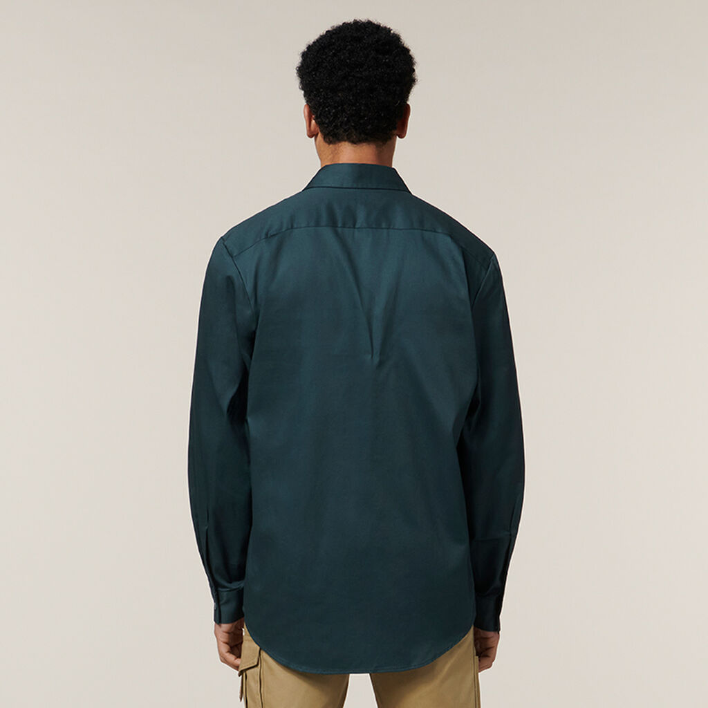 Long Sleeve Open Front Cotton Drill Work Shirt