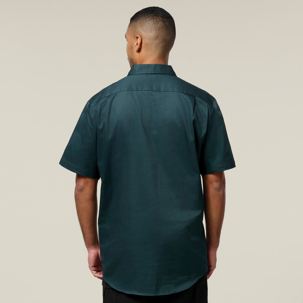 Short Sleeve Open Front Cotton Drill Work Shirt