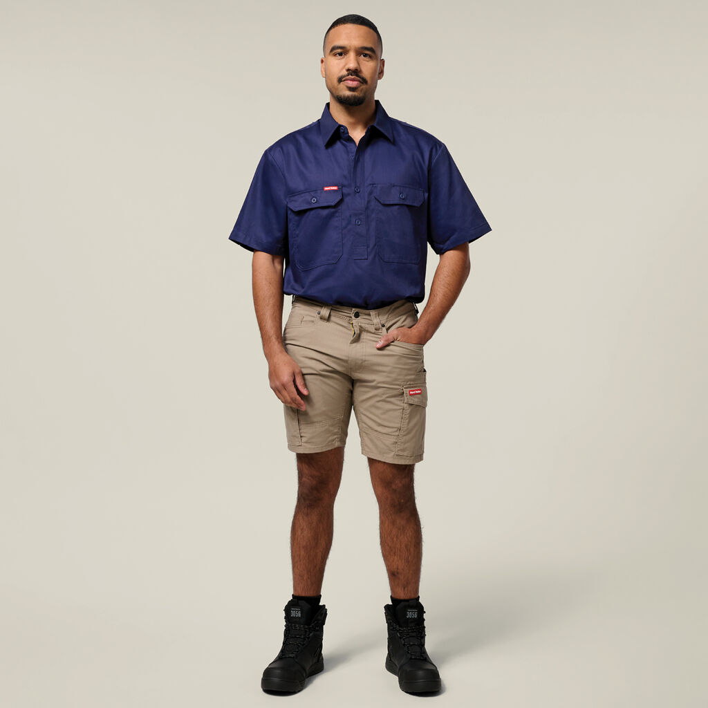 Short Sleeve Closed Front Cotton Drill Work Shirt