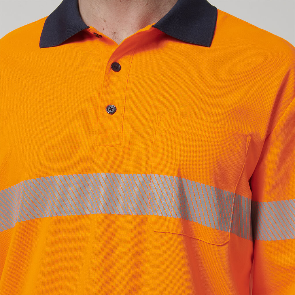 Mens Long Sleeve Hi Vis Taped Polo 