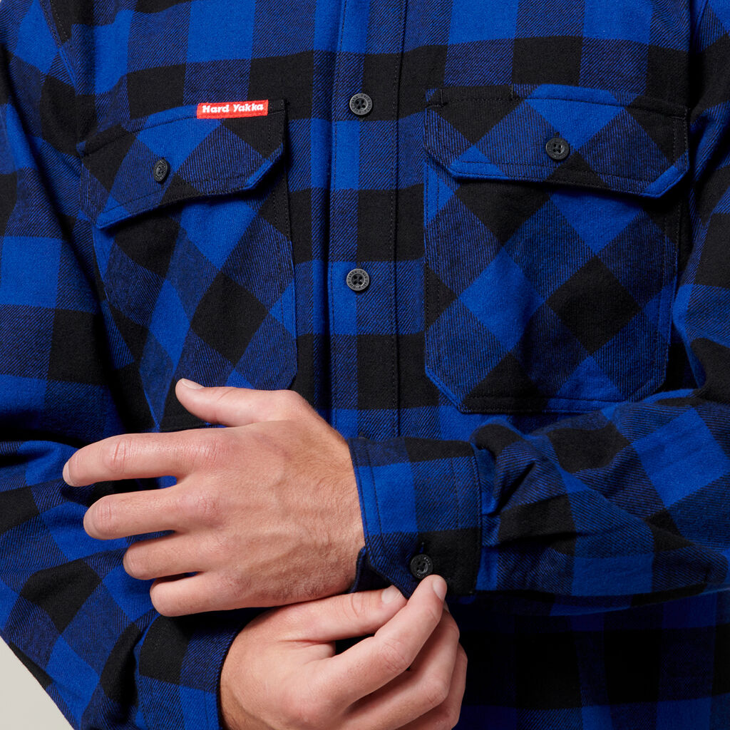 Long Sleeve Check Flannel Cotton Work Shirt
