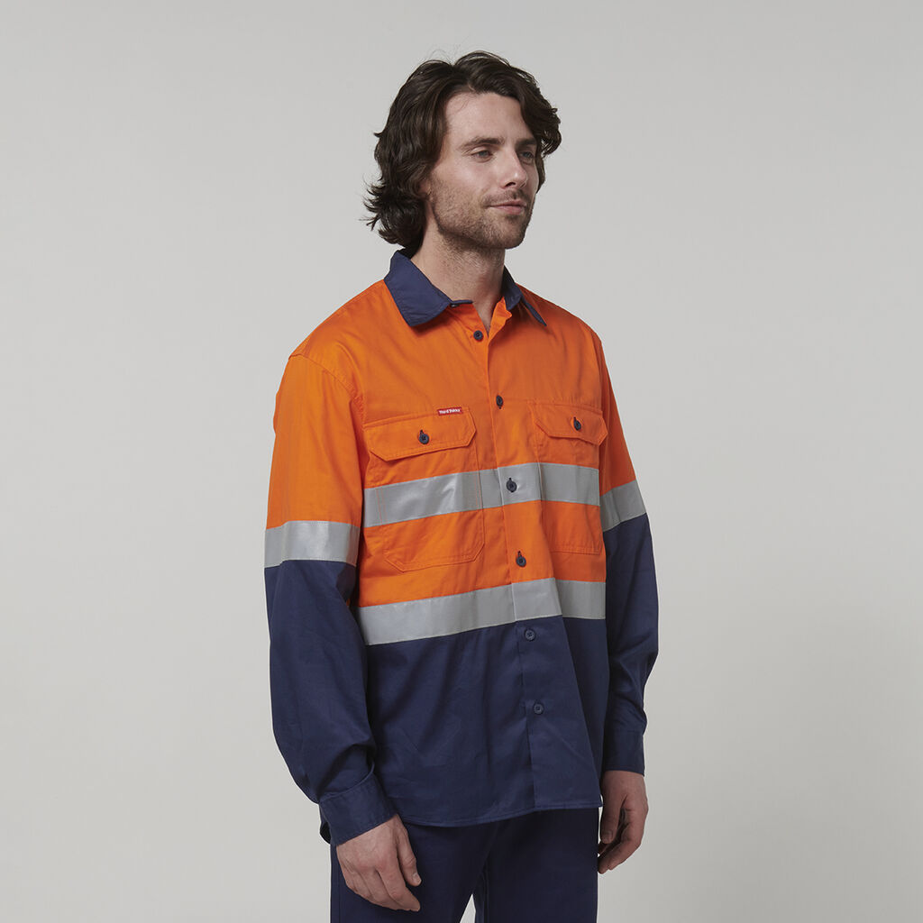 Core Hi-Vis Long Sleeve 2 Tone Taped Vented Cotton Shirt