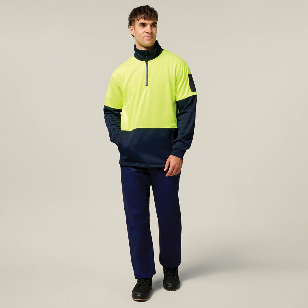 Hi-Vis 2 Tone 1/4 Zip Brushed Fleece Jumper