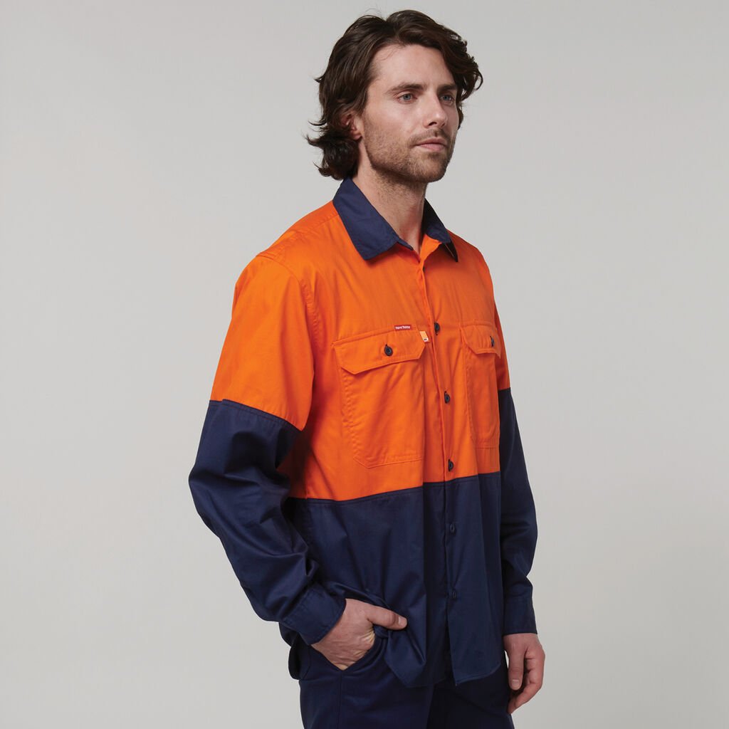 Core Hi-Vis Long Sleeve 2 Tone Vented Cotton Shirt