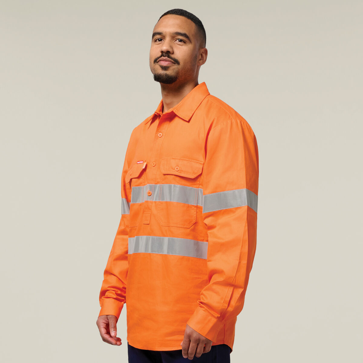 Closed front hi vis work shirts deals