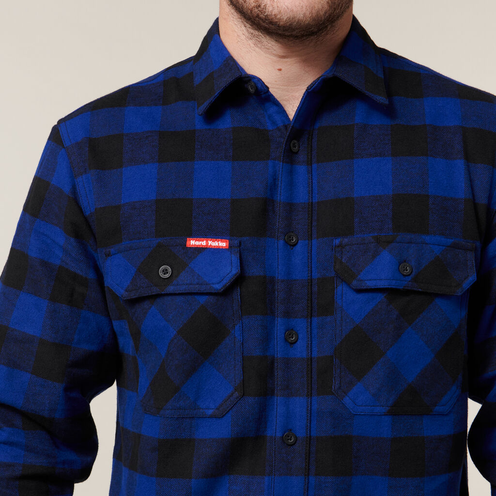Long Sleeve Check Flannel Cotton Work Shirt