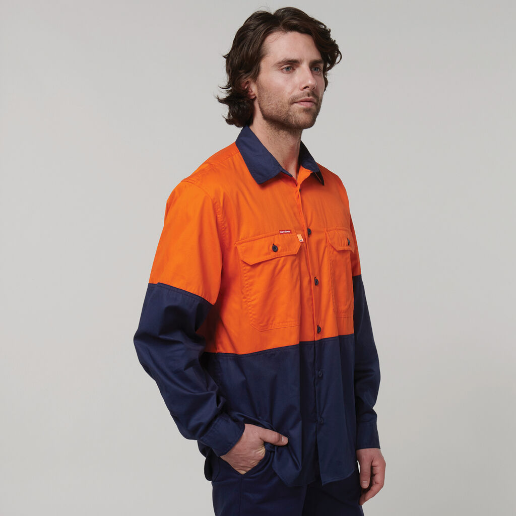 Core Hi-Vis Long Sleeve 2 Tone Vented Cotton Shirt