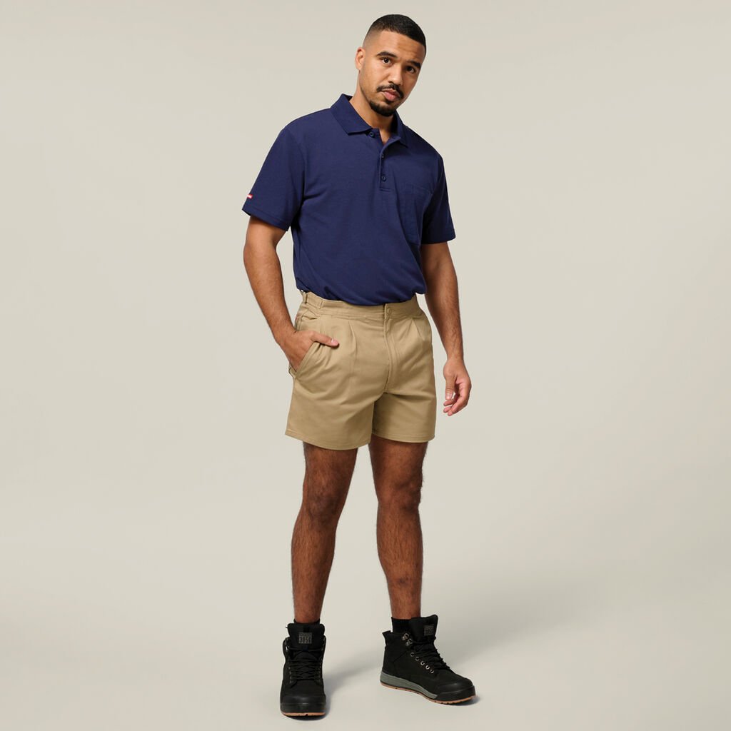 Relaxed Fit Cotton Drill Short With Side Tabs
