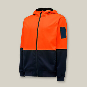 Hi-Vis 2 Tone Brushed Fleece Full Zip Hoodie