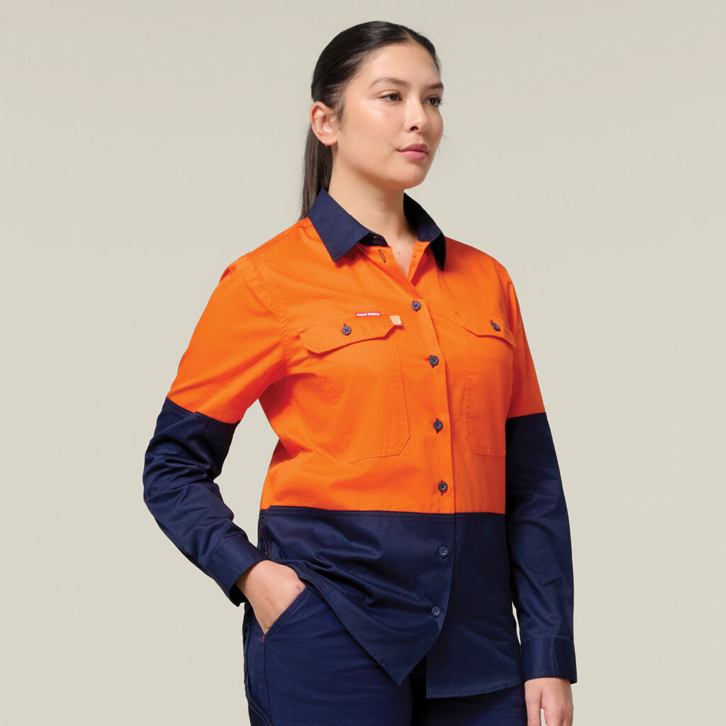 Womens Long Sleeve  Hi Vis 2 Tone Vented Shirt