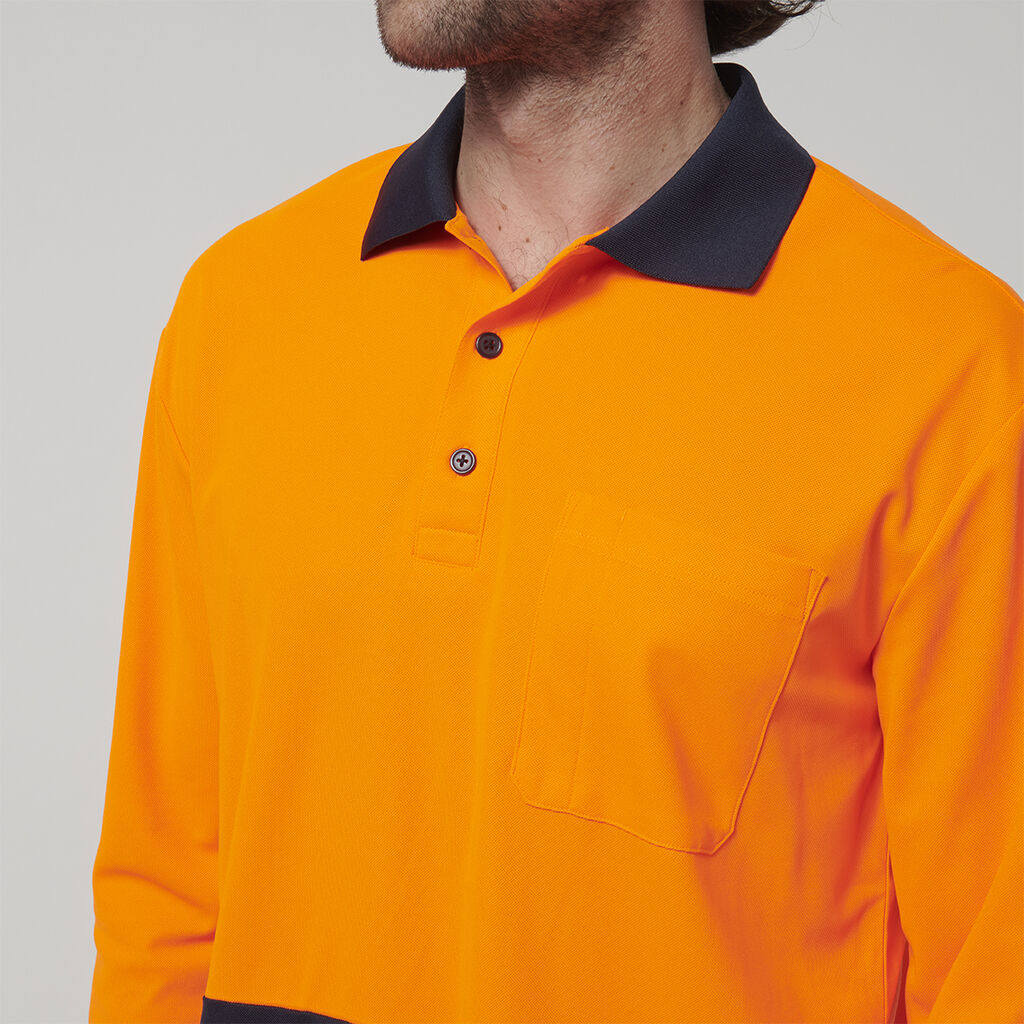 Mens Long Sleeve Hi Vis Polo