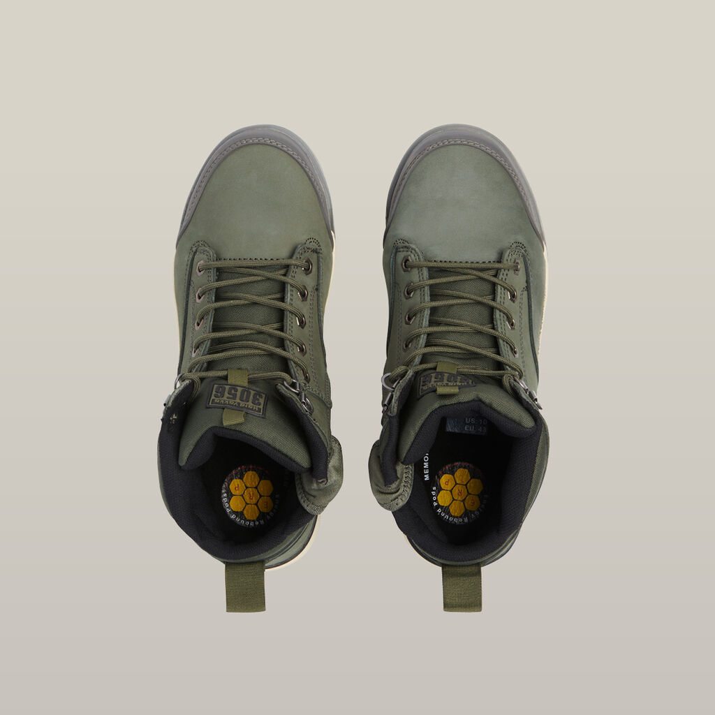 3056 Lace Up & Side Zip Steel Toe Safety Boot - Olive