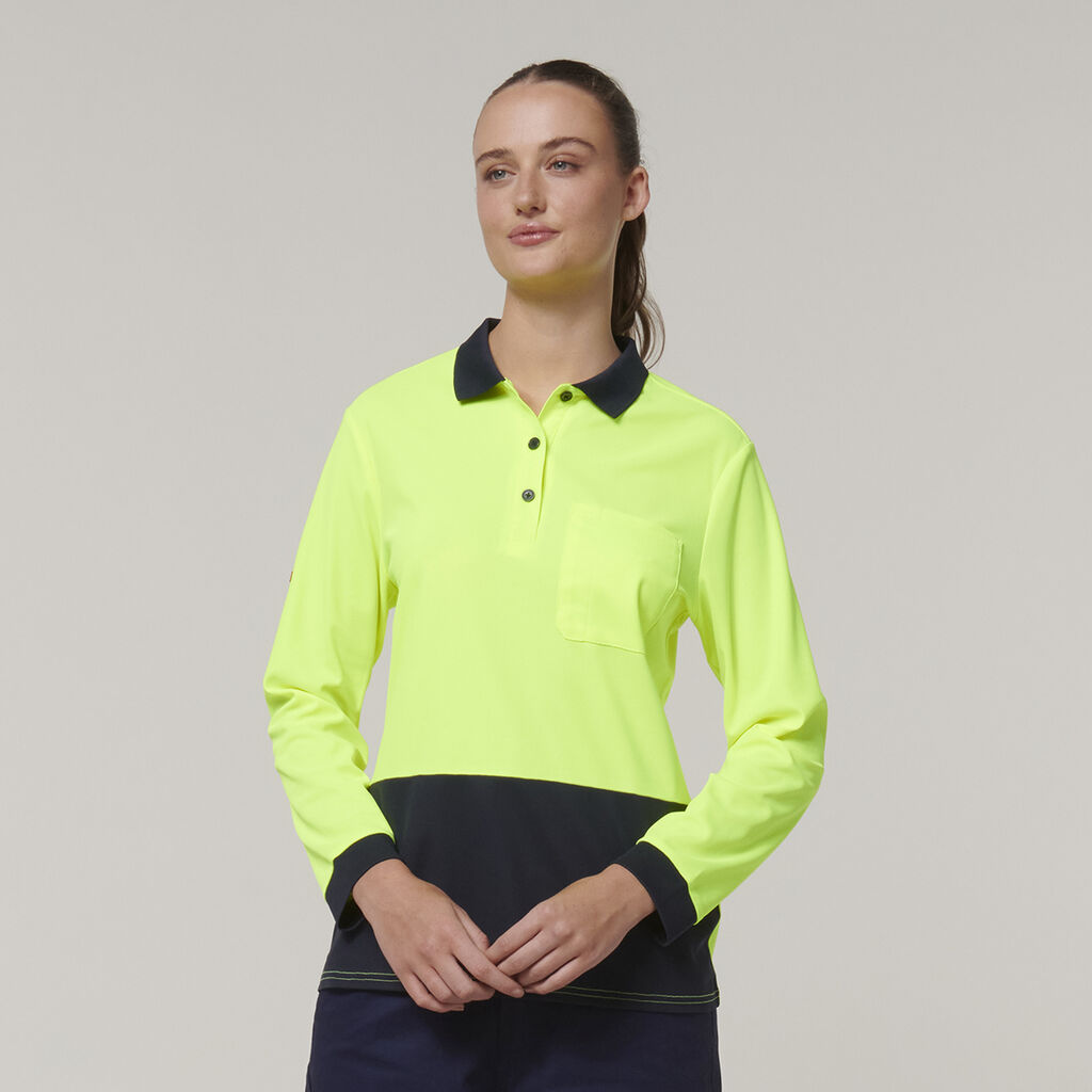 Womens Long Sleeve Hi Vis Polo 