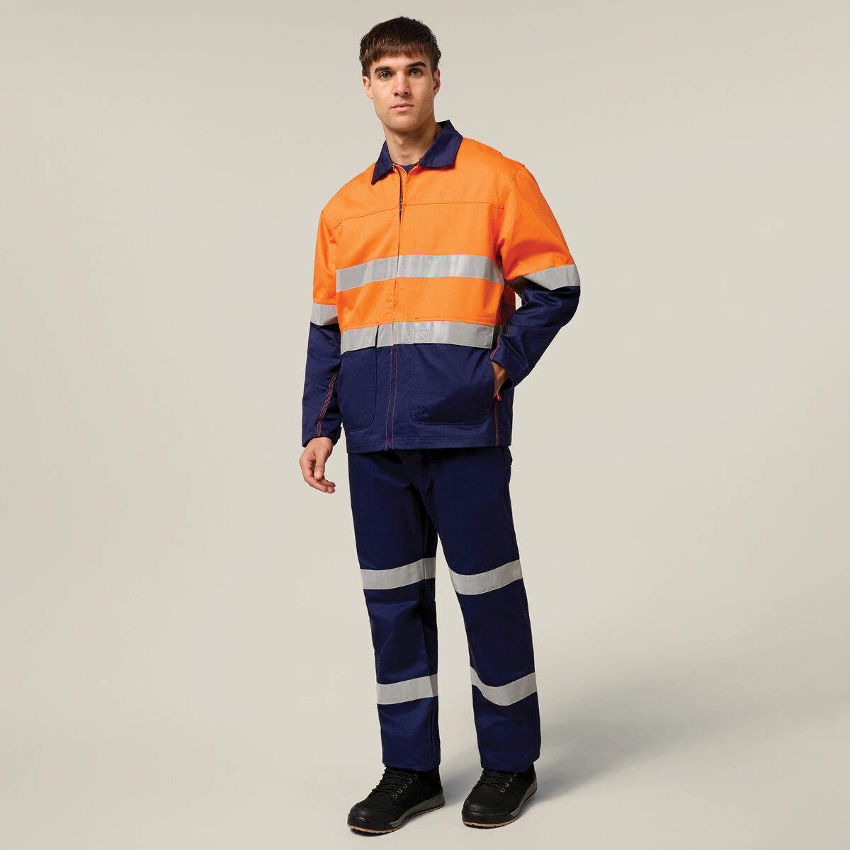 Core Hi-Vis 2 Tone Cotton Drill Taped Jacket | Hard Yakka Australia