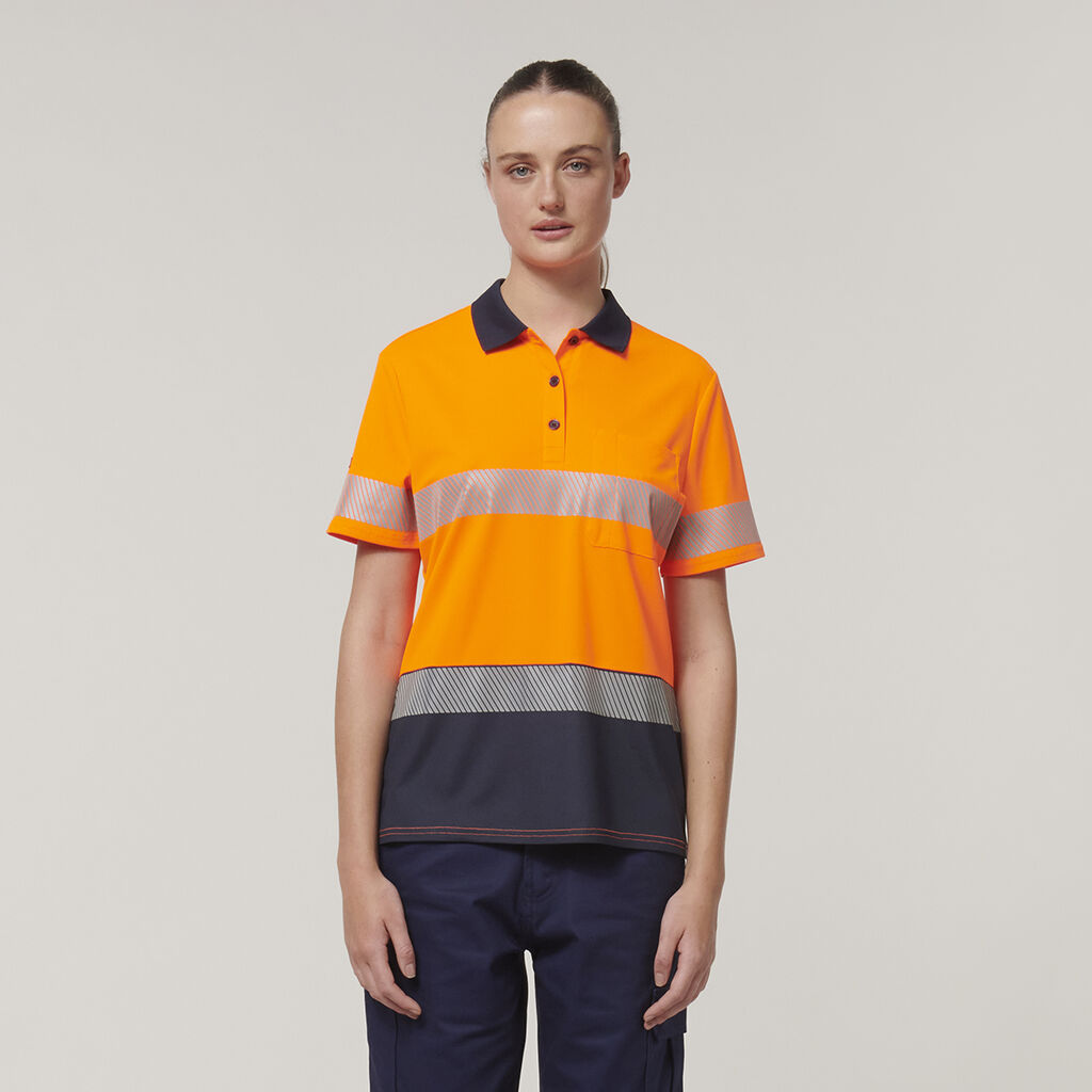 Womens  Short Sleeve Hi Vis Taped Polo 