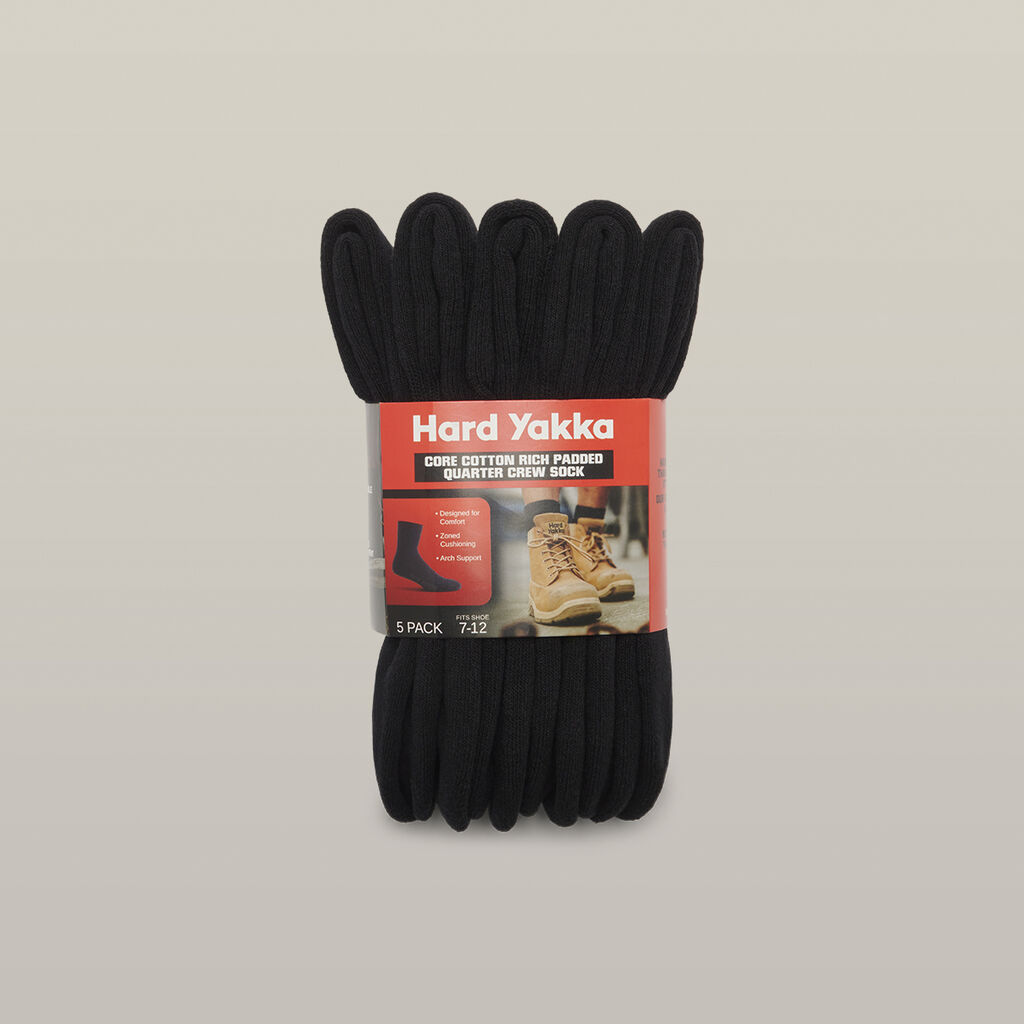 Core Cotton Rich Padded Quarter Crew Sock - 5 Pack
