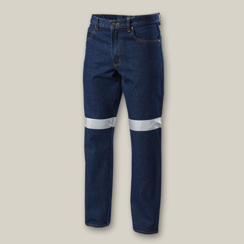 Enzyme Washed Straight Leg Taped Denim Jeans