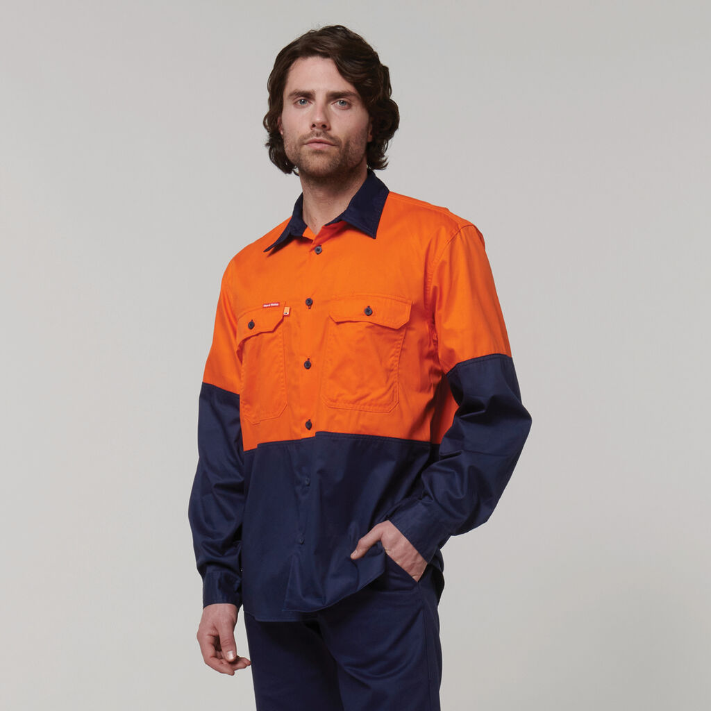 Core Hi-Vis Long Sleeve 2 Tone Vented Cotton Shirt