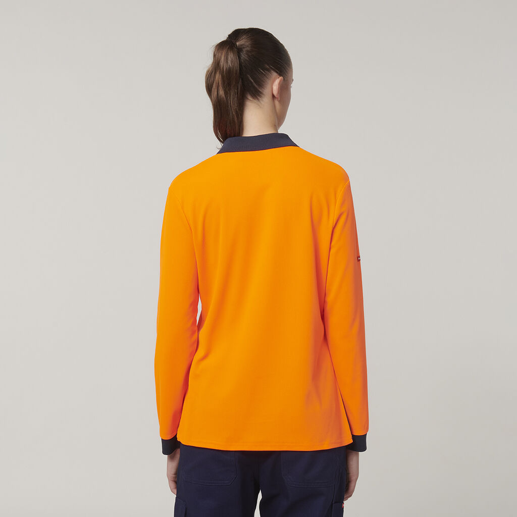 Womens Long Sleeve Hi Vis Polo 