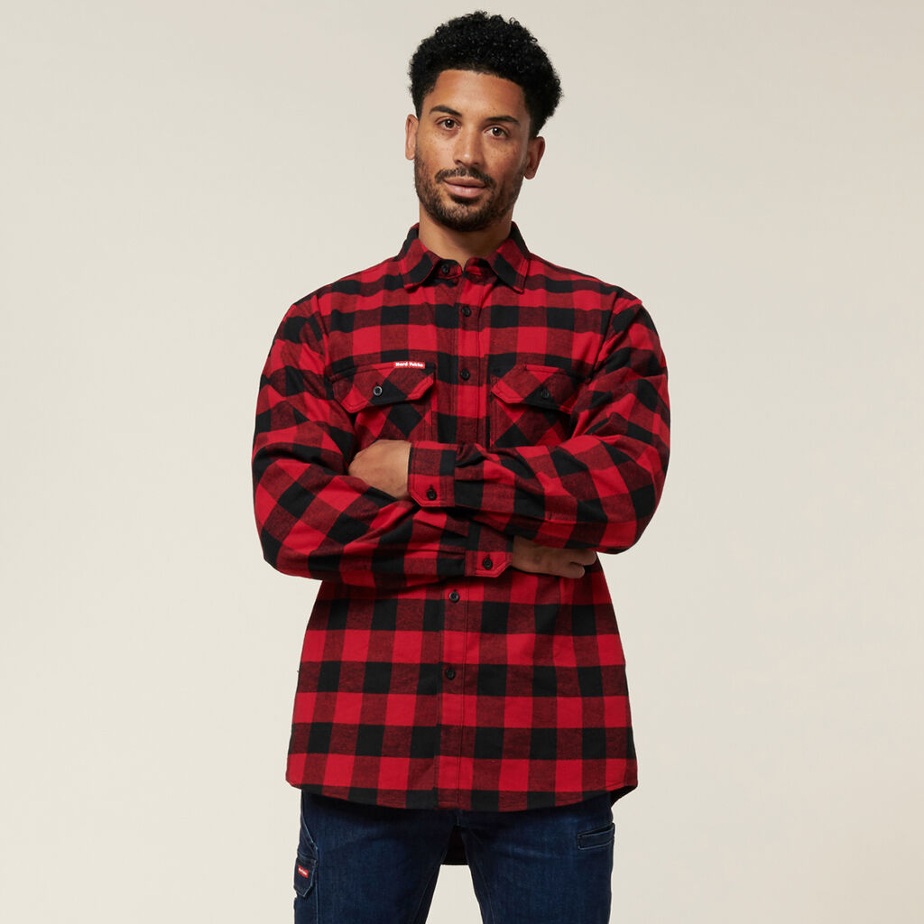 Long Sleeve Check Flannel Cotton Work Shirt