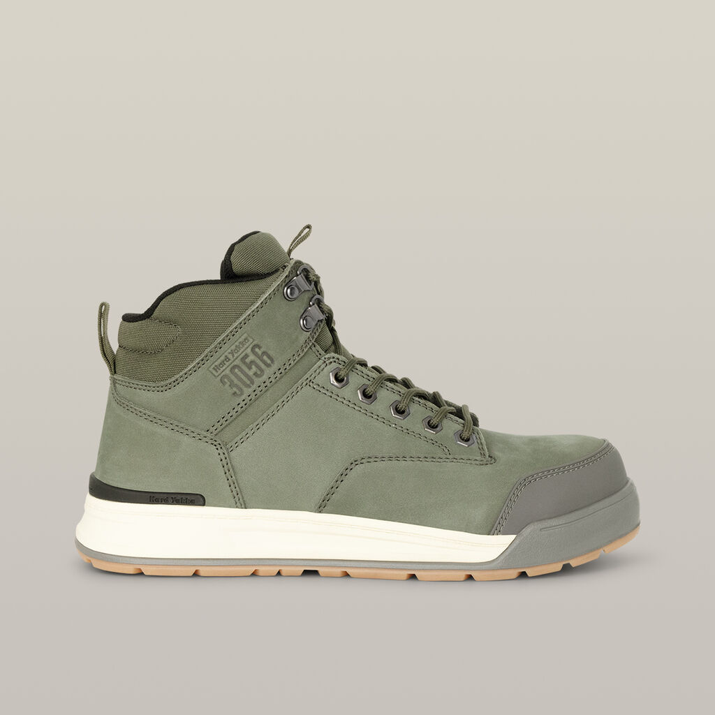 3056 Lace Up & Side Zip Steel Toe Safety Boot - Olive