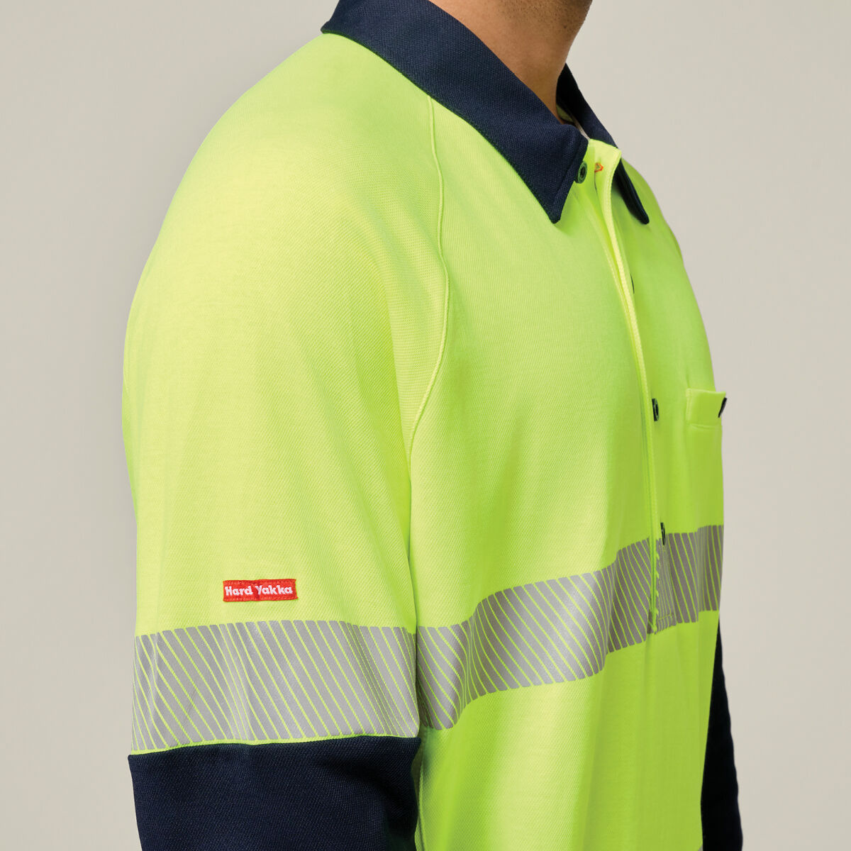 Koolgear Hi Vis Taped L/S Polo Yellow/Navy | Hard Yakka