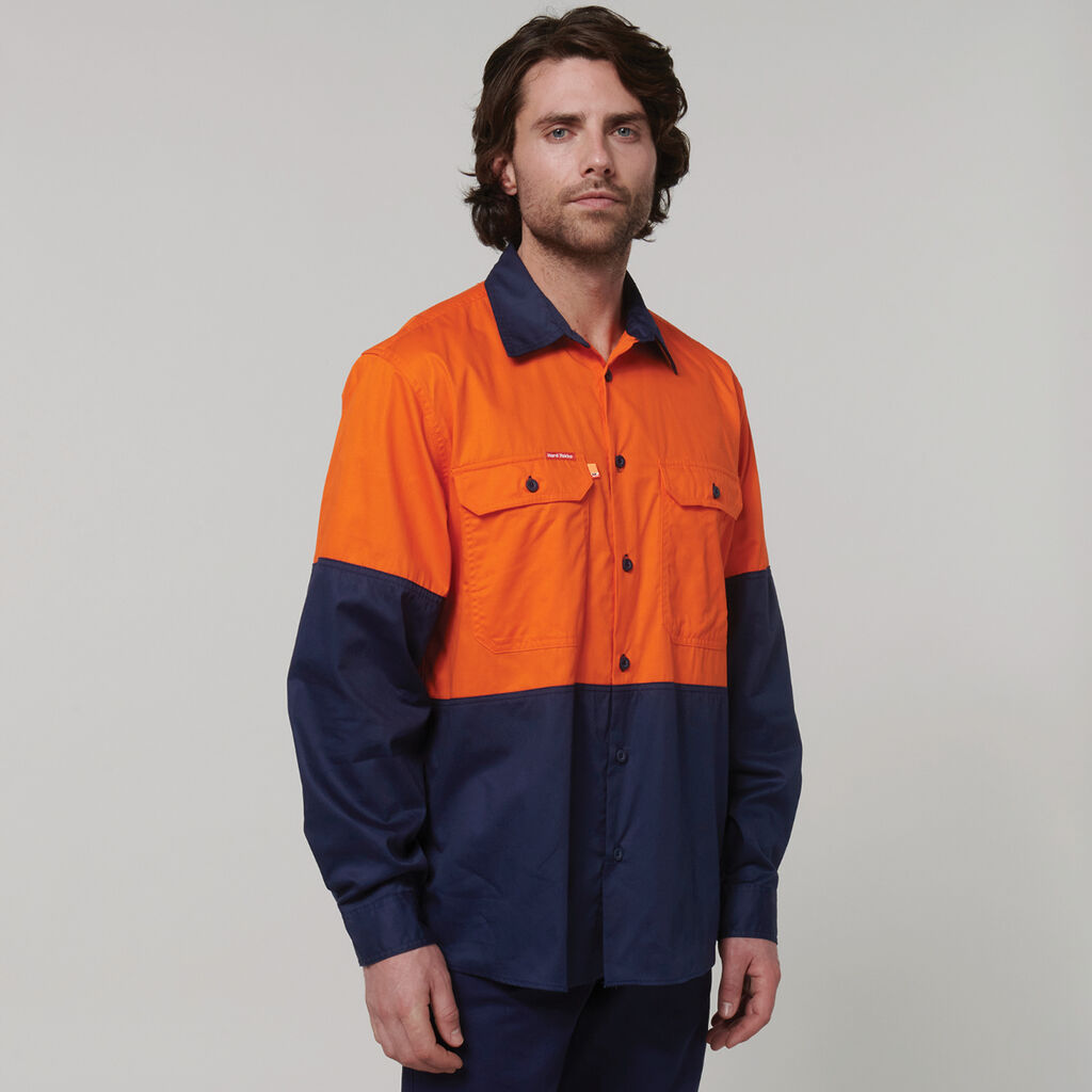 Core Hi-Vis Long Sleeve 2 Tone Vented Cotton Shirt