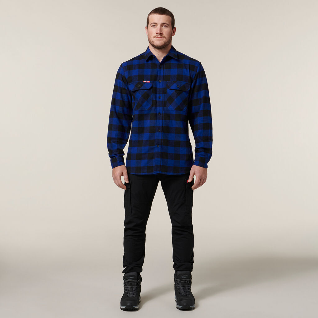 Long Sleeve Check Flannel Cotton Work Shirt