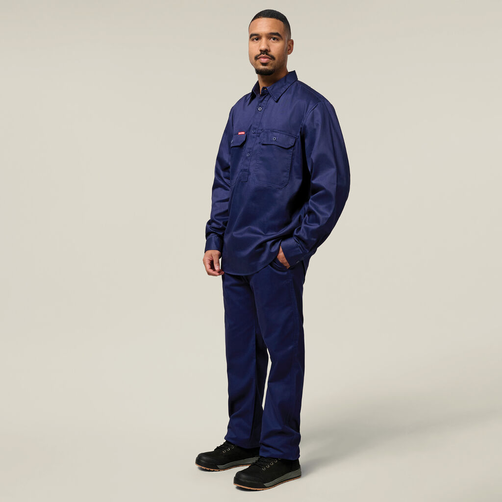 Long Sleeve Closed Front Cotton Drill Work Shirt
