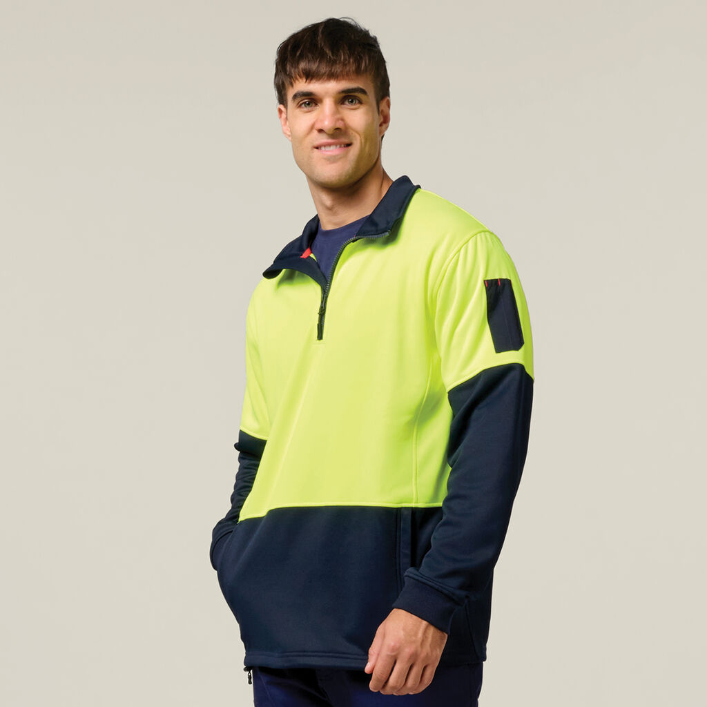 Hi-Vis 2 Tone 1/4 Zip Brushed Fleece Jumper