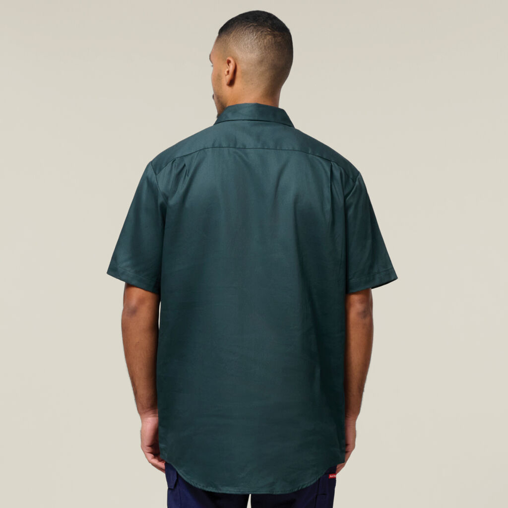 Short Sleeve Closed Front Cotton Drill Work Shirt