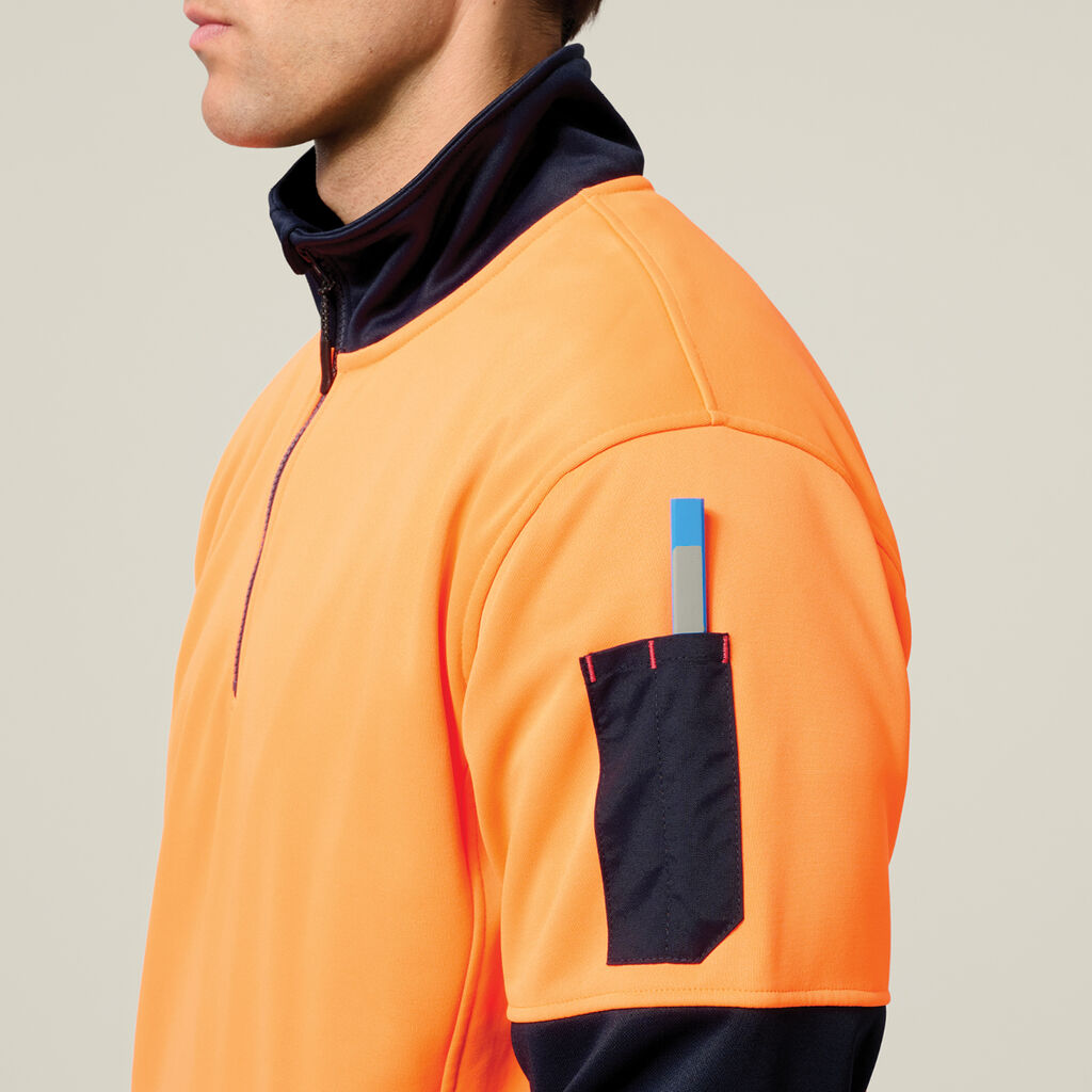 Hi-Vis 2 Tone 1/4 Zip Brushed Fleece Jumper