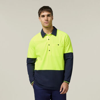 Core Hi-Vis 2 Tone Vented Long Sleeve Polo