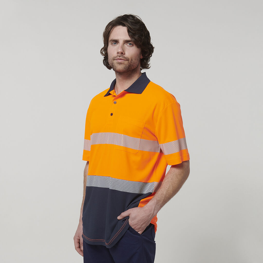 Mens Short Sleeve Hi Vis Taped Polo 