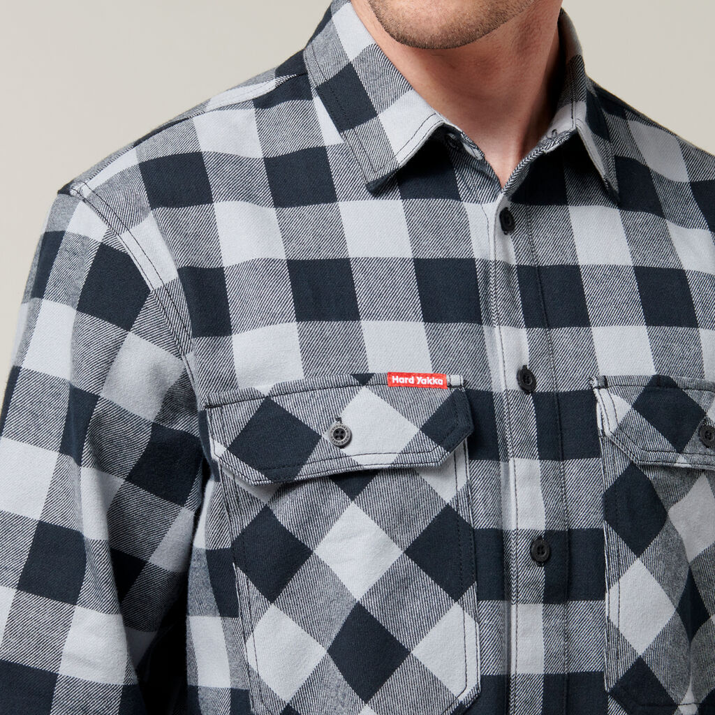 Long Sleeve Check Flannel Cotton Work Shirt