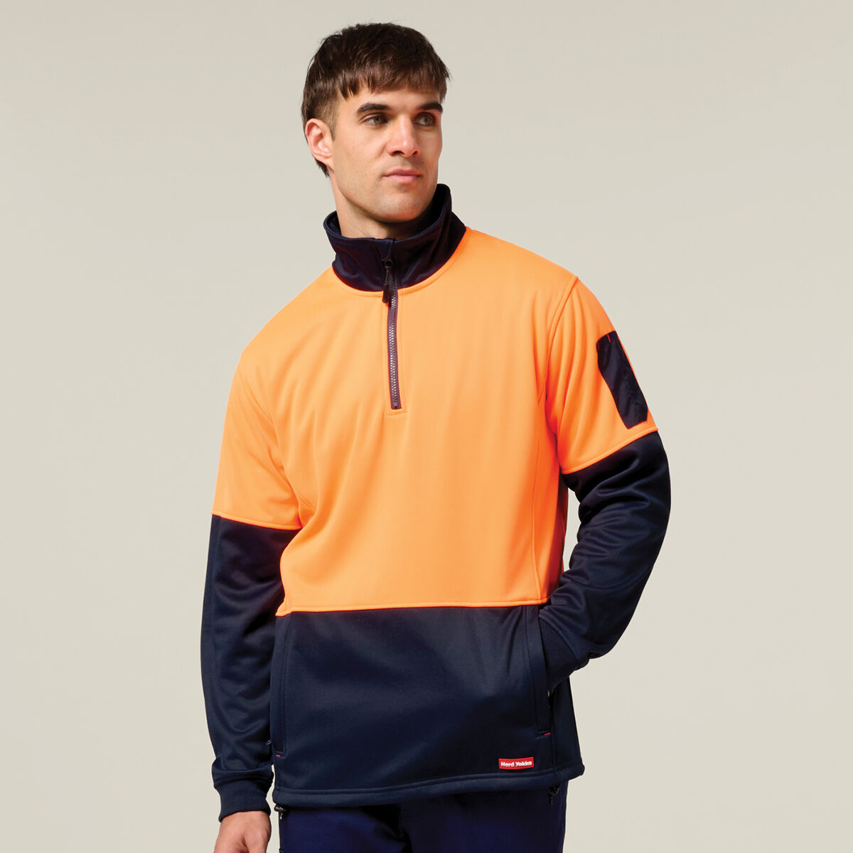 Buy Hi Vis 2Tone 1/4 Zip Brushed Fleece Jumper | Hard Yakka