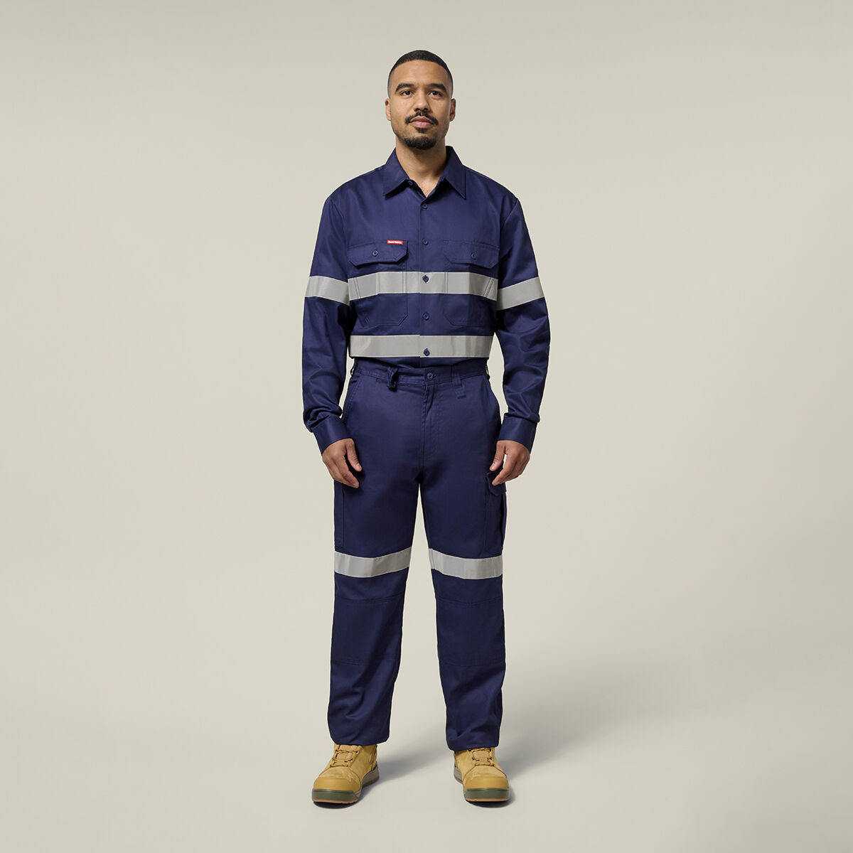Hi-Vis Cotton Drill Long Sleeve Taped Shirt | Hard Yakka Australia
