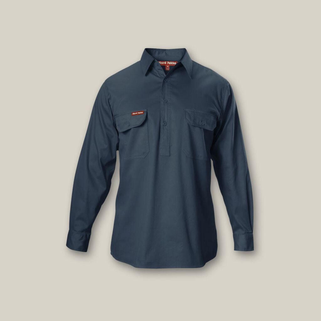 Long Sleeve Closed Front Cotton Drill Work Shirt