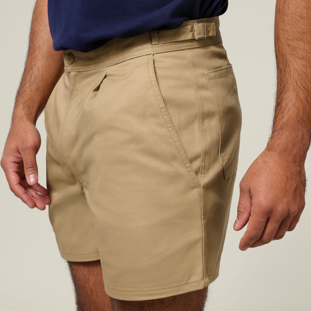 Relaxed Fit Cotton Drill Short With Side Tabs