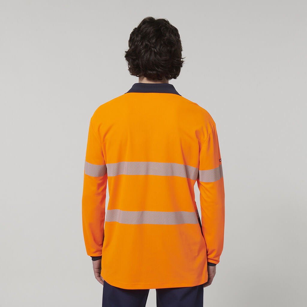 Mens Long Sleeve Hi Vis Taped Polo 