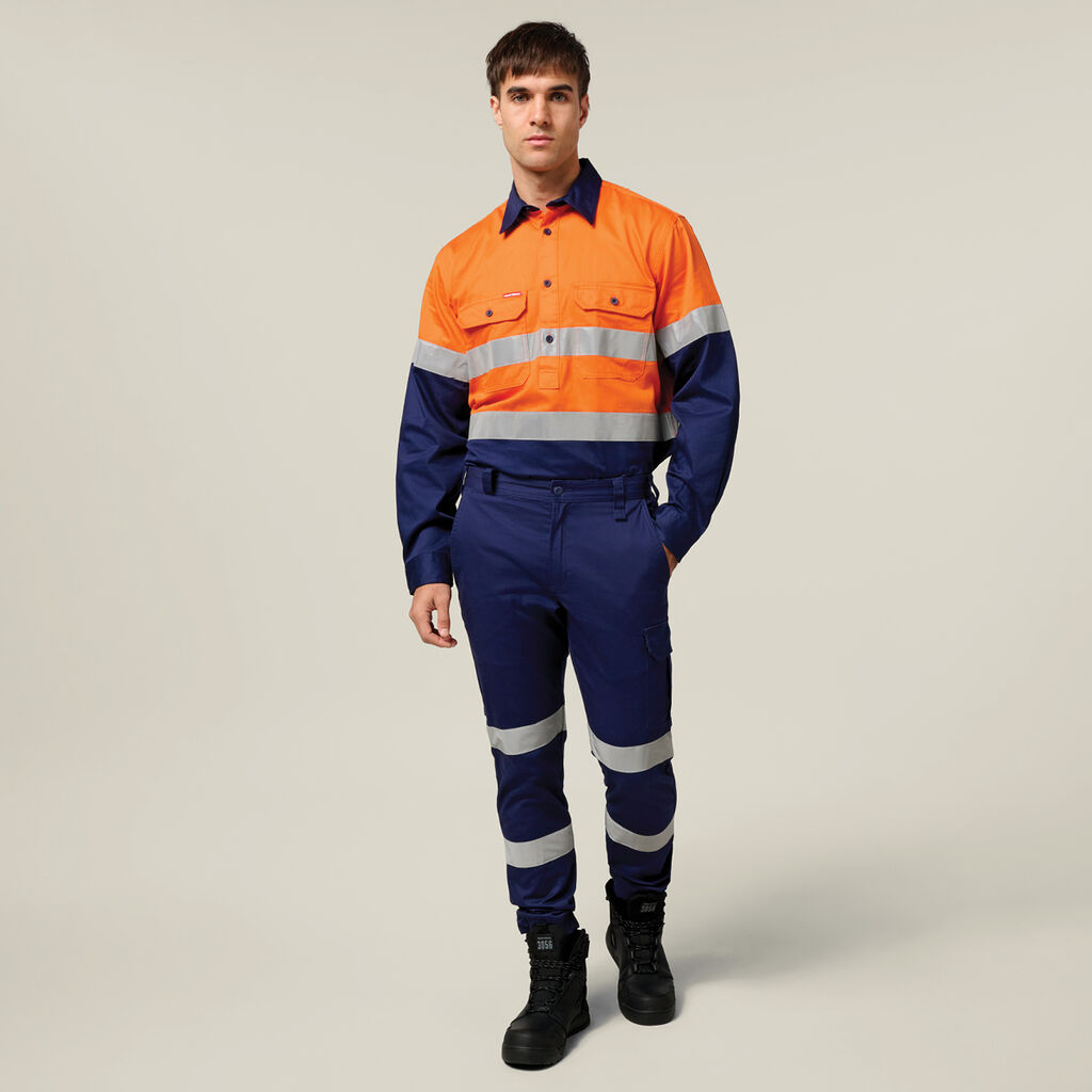 Core Hi-Vis Long Sleeve Heavyweight Closed Front Taped Shirt