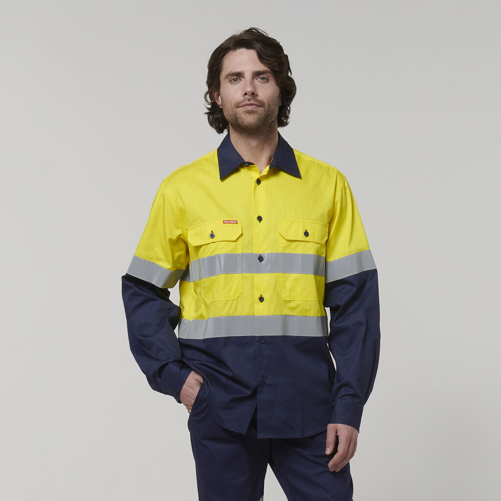 Core Hi-Vis Long Sleeve 2 Tone Taped Vented Cotton Shirt