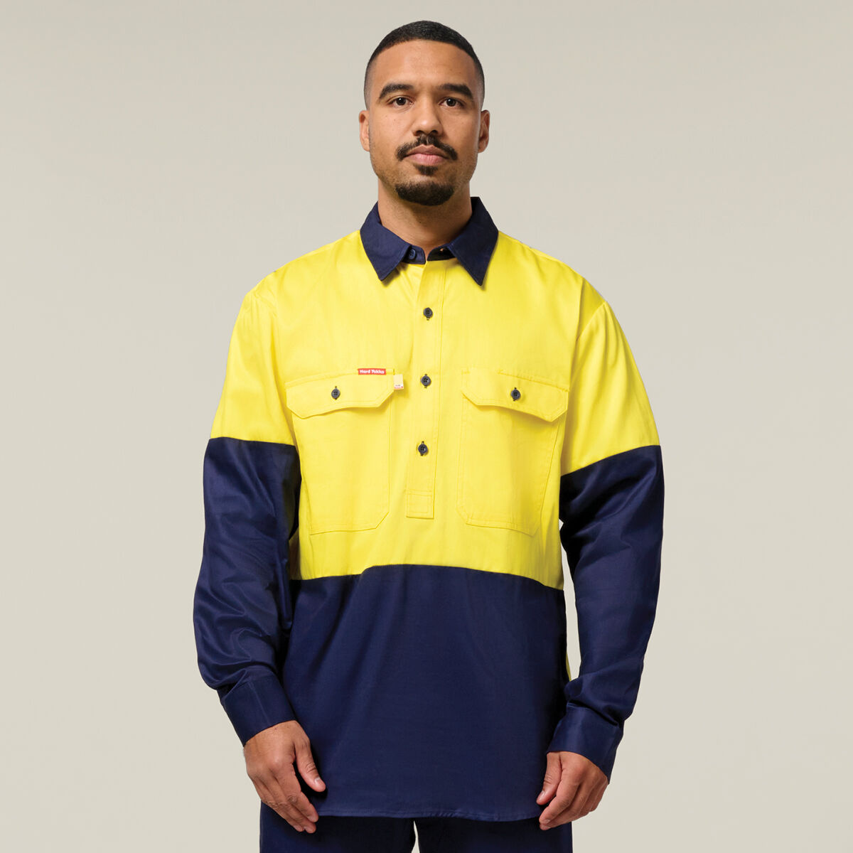 Hi Vis 2Tone Closed Front Long Sleeve Shirt with Gusset