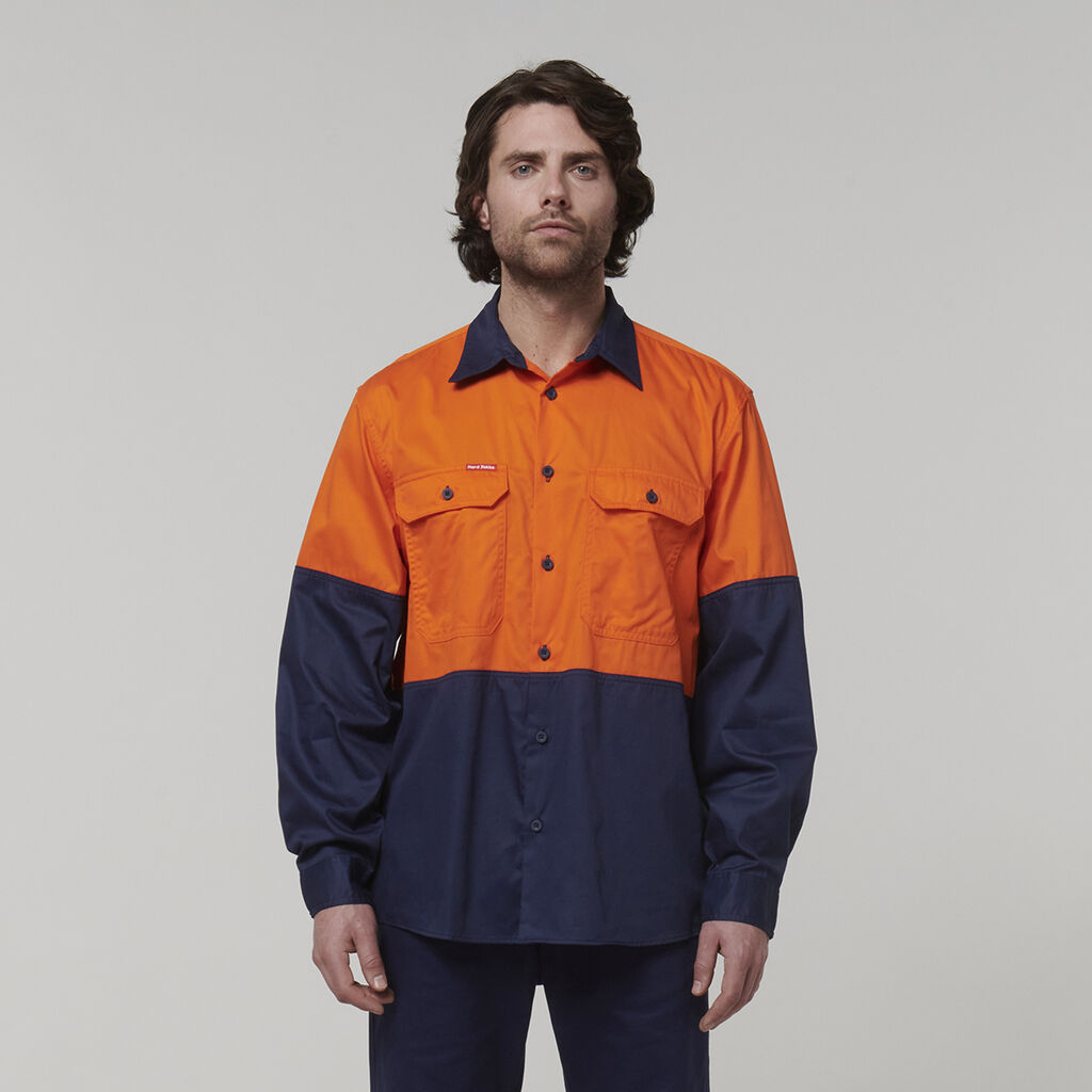 Core Hi-Vis Long Sleeve 2 Tone Vented Cotton Shirt