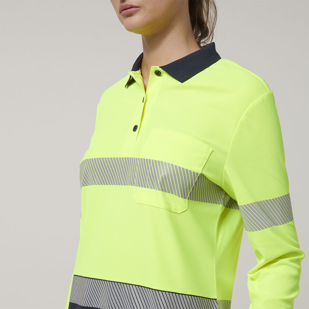 Womens  Long Sleeve Hi Vis Taped Polo 