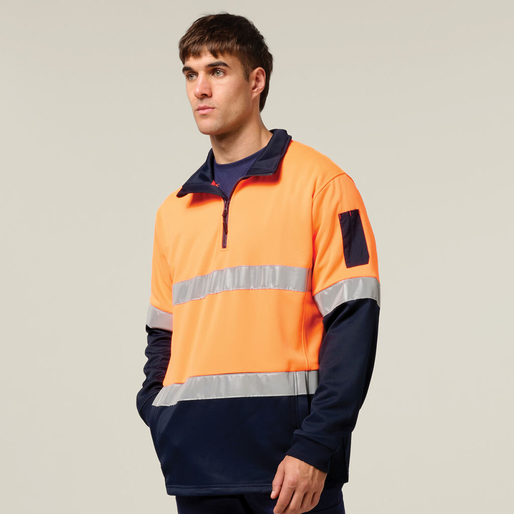 Hi-Vis 2 Tone 1/4 Zip Brushed Taped Fleece Jumper
