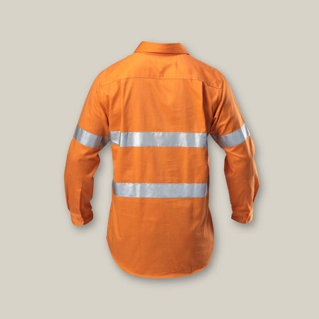 Hi Vis Closed Front Drill Long Sleeve Taped Shirt image number null
