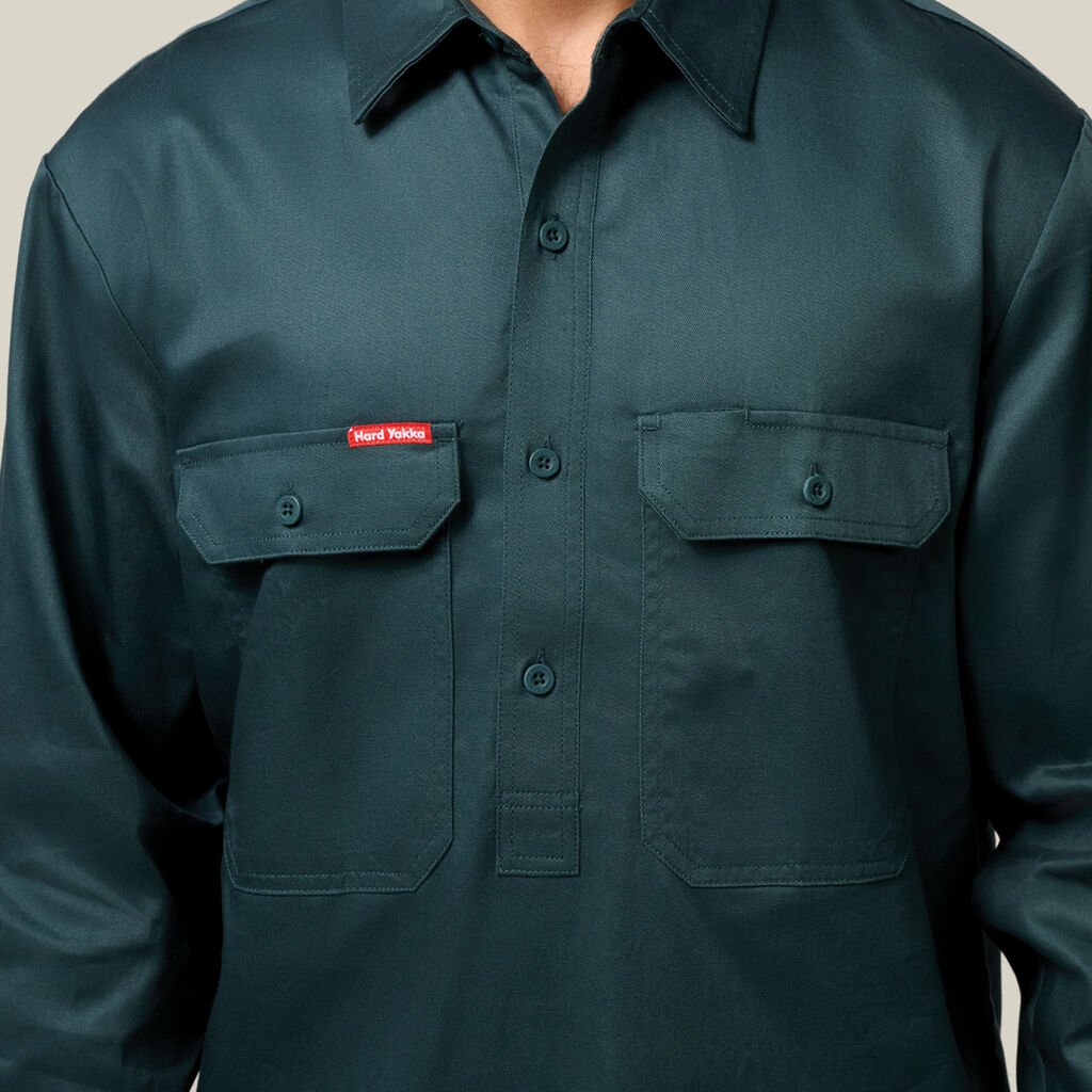 Long Sleeve Closed Front Cotton Drill Work Shirt