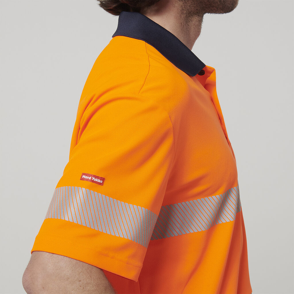 Mens Short Sleeve Hi Vis Taped Polo 
